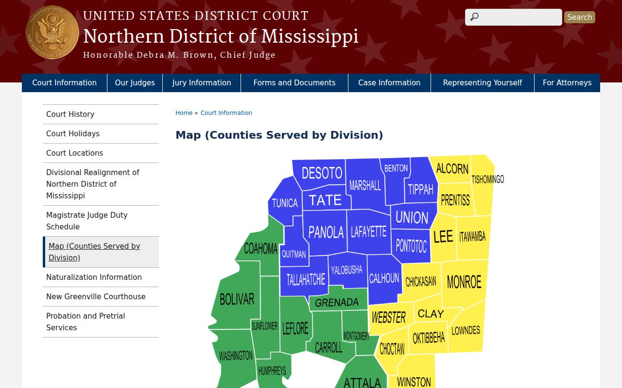 Tunica County case search federal Oxford Division map