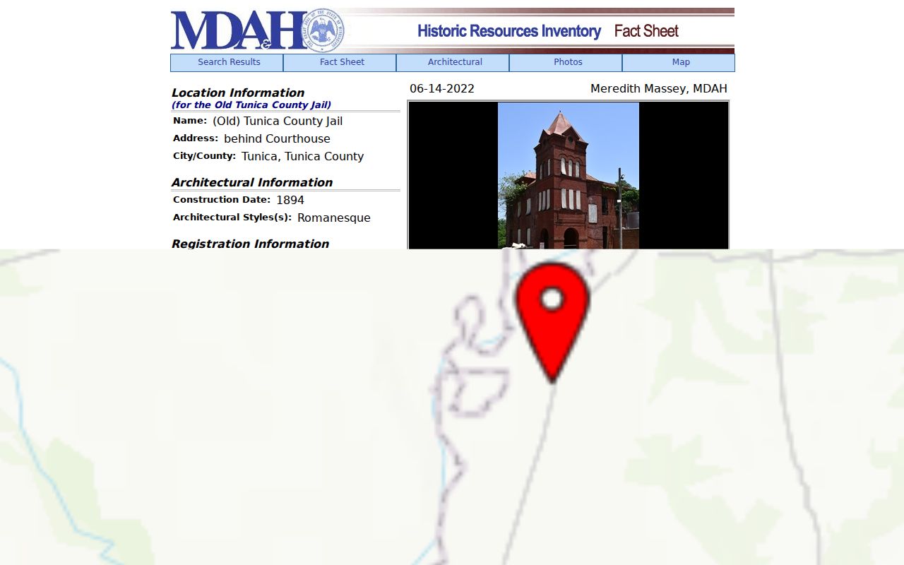 Tunica County court calendar historical context at the Old Tunica County Jail