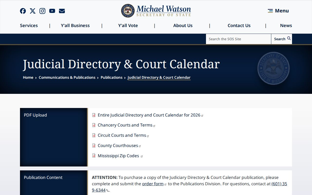 Tunica County court docket Mississippi judicial directory and court calendar
