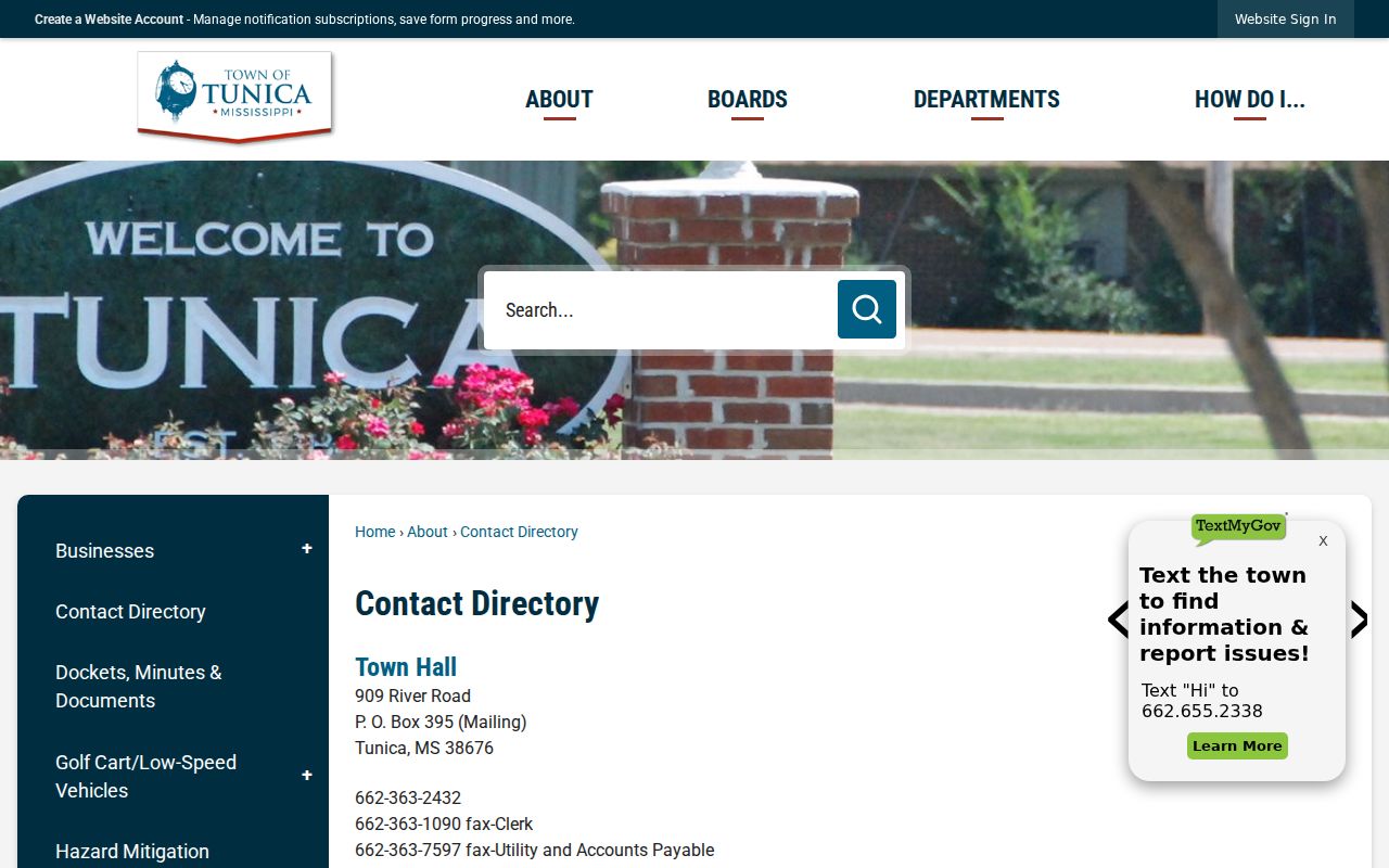 Tunica court docket Town contact directory for Municipal Court records
